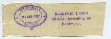 Memorabilia - Commemorative Ribbons, Electric Light Official Switching On Ceremony ribbon, 1937