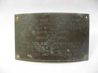 Plaque (item) - Norris Bank Reserve Plaque, Guthrie Family Plaque