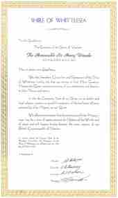 Letter of Letter under seal Addressed to the Governor of the State of Victoria, Sir Henry Winneke