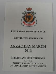 Anzac Day March 2013 Booklet
