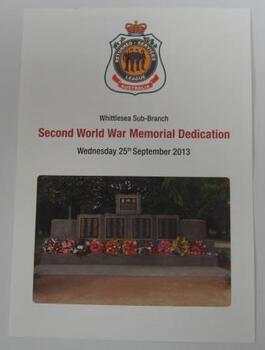 Second World War Memorial Dedication
