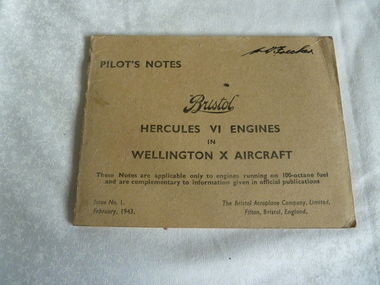 Book - Pilot's Notes - M.D. Frecker, The Bristol Aeroplane Company, Limited, February 1943