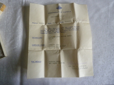 Letter from Commonwealth of Australia, Department of Air to M.D. Frecker