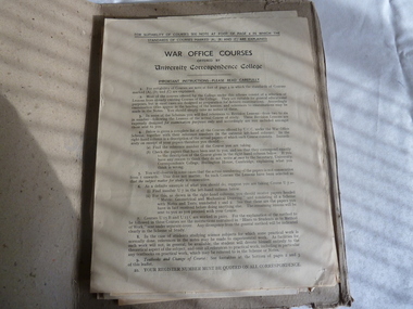 A4 sheet of War Office Courses, War Office Courses