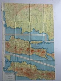 Map - British World War II silk map of Sumatra (South) and Java (Extreme North West), 1944