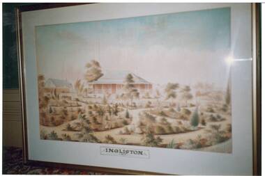 Landscape Painting of "Ingliston" homestead displayed during launch of "Three Times Blest"