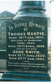 Photograph - Original B/W Photograph, Clive Brooks, Memorial for Hastie Family, Buninyong Cemetery, 9/4/1994