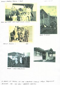 Photocopy of group of family photographs arranged with descriptions below.