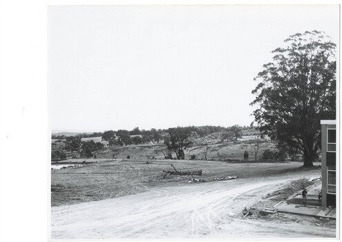 View showing South West Corner of North wing of Mount Helen Campus, University of Ballarat showing early construction on Green Hill area