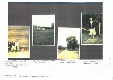 A series of four black and white images of members of the Crawford family and the district of Grenville in the 1930's