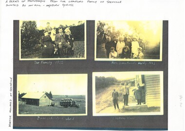 A series of black and white images of the Crawford family and property in the 1020's
