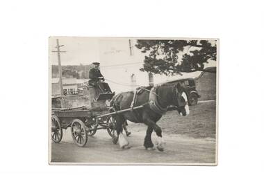 Merryweather Fire Engine, driven by George White and horse, Warrenheip Street, 1930's