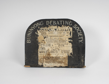 Wooden notice board, Buninyong Debating Society, 1891