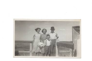 Four people on the top of Mt. Buninyong lookout tower in 1938