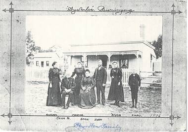 The Poynton Family outside their home, named "Syston Lea"'.