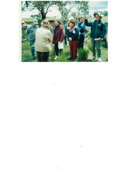 Members of Buninyong and District Historical Society on an excursion to Burnt Bridge, Williamson's Creek area inspecting mineral springs on R. Ford's property.