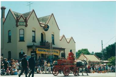 Merryweather fire engine in Buninyong Festival procession in 1997.