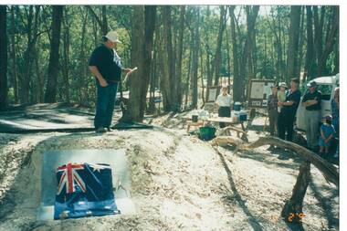 Unveiling of plaque commemorating a mining accident at Locomotive Hill in the Union Jack Reserve.
