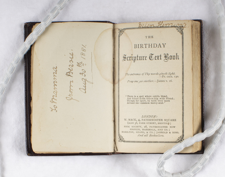 The Birthday Scripture Text Book, front end page