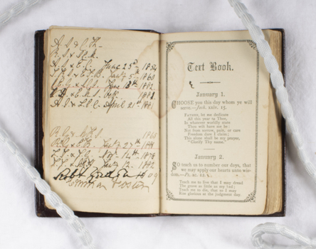 The Birthday Scripture Text Book, Marriage date inscriptions