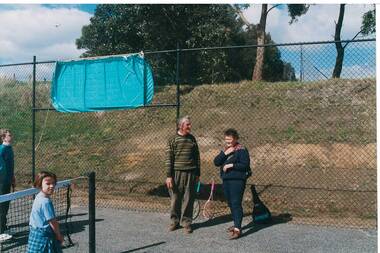 Opening of the Buninyong Community Tennis Club by Gordon Hale and Dawn Whykes in 1993.