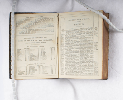 The Holy Bible, first page of Genesis