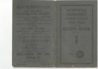 Complete copy of a recipe book produced by the Methodist Girls Guild in about 1922.