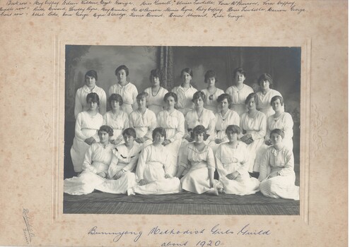 Group photograph of members of the Buninyong Methodist Church Girls Guild
