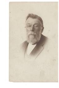 Sepia studio portrait of John Porter wearing pince-nez gazing directly into camera, Lafayette Studio Perth W.A. embossed in lower right corner