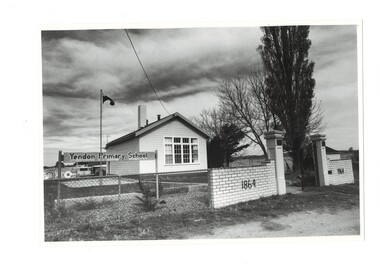 View of Yendon Primary School with sign and year of commencement