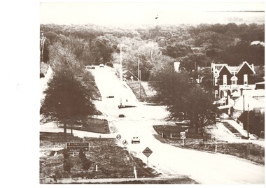 Interesting view of the crossroads before the roundabout was installed. The Crown Hotel is the prominent building on the right.