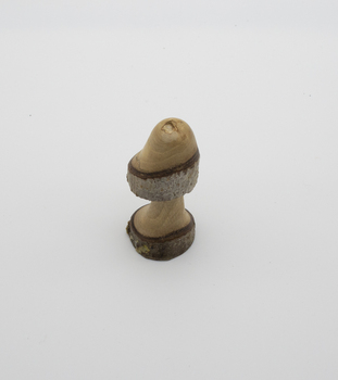 Sculptured walnut timber item with centre stem