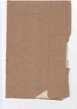 Foolscap music books, covered in brown paper, containing choral sheet music.