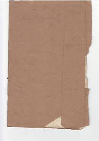 Foolscap music books, covered in brown paper, containing choral sheet music.