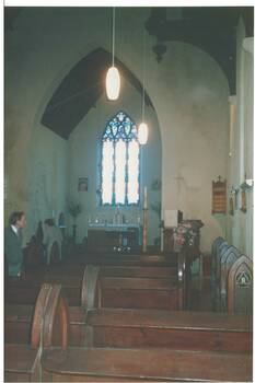 Colour photograph of the interior and chancel of Holy Trinity Church Buninyong.