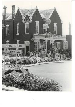 Photograph taken outside the Crown Hotel during the 1984 Buninyong Festival. 