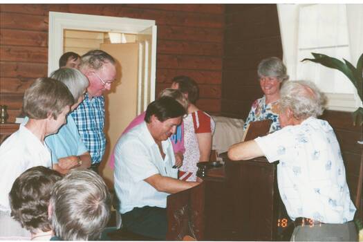A colour photograph of some of the audience inside Scotsburn Union Church listening to the Organ Festival Performance 1997