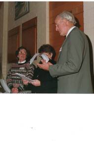 Colour photograph of 1991 Buninyong Shire event featuring Councillors Topsy Nevett and Derek Leather