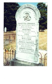 Colour photograph of the headstone of Martha and Joseph Crombie and family in Buninyong Cemetery