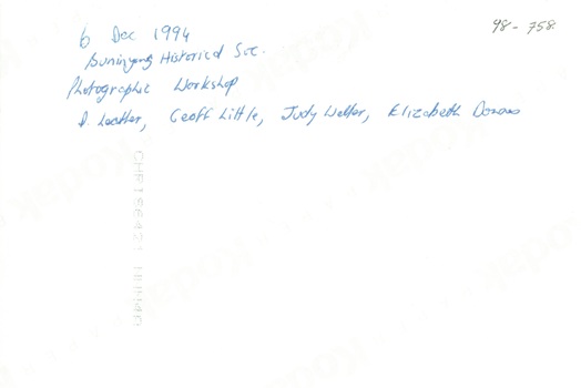 Inscription on back of photograph.