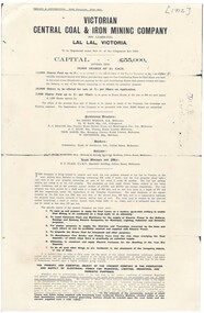 Draft Prospectus for fund raising Scheme for Brown Coal Mining at Lal Lal 1912 page 1