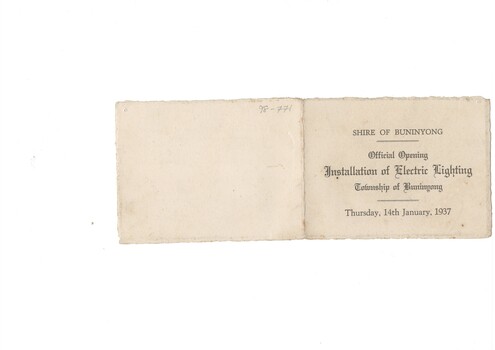 Small invitation card, folded in half.