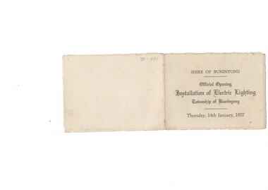 Small invitation card, folded in half.