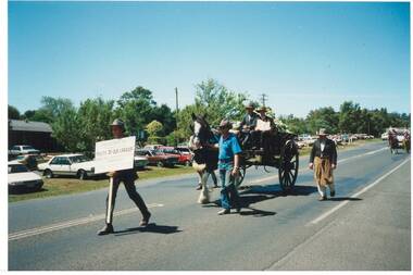 Coloured photograph of BDHS entry taking part in the Buninyong Festival Parade February 1992.