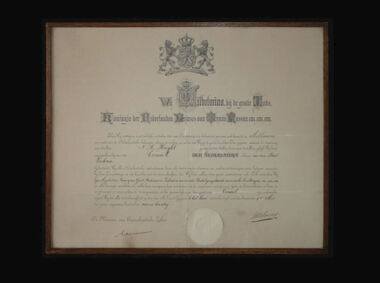 Framed Certificate, 9 May 1924