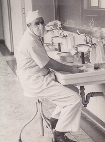 Photograph (item) - BK Rank scrubs up at the  Heidelberg Military Hospital