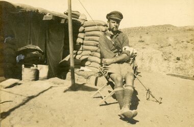 Photograph (item) - Harold Dew outside Wadi Ben ADS, Palestine