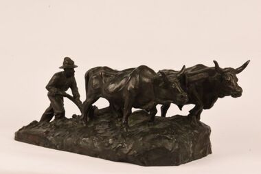 Sculpture - Bronze Sculpture, Oxen and Ploughman, Oxen and Ploughman