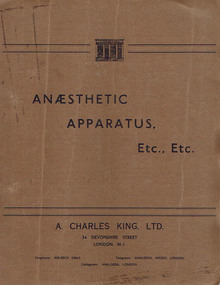 Book, Catalogue, A. Charles King Ltd, Anaesthetic Apparatus, Etc., Etc