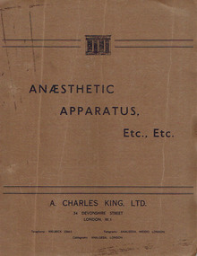 Booklet - Book, Catalogue, A. Charles King Ltd, Anaesthetic Apparatus, Etc., Etc